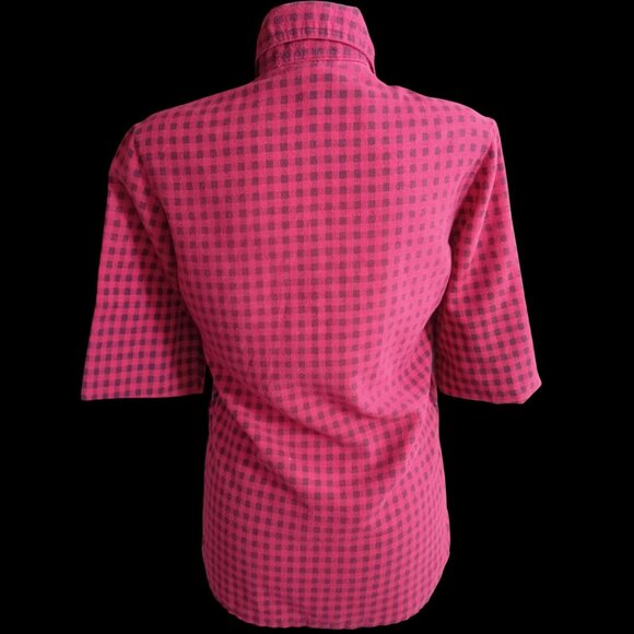 True Vintage Women's Small Shirt Boho 1970's Flannel Red Black Checkered Hippy - Picture 7 of 7